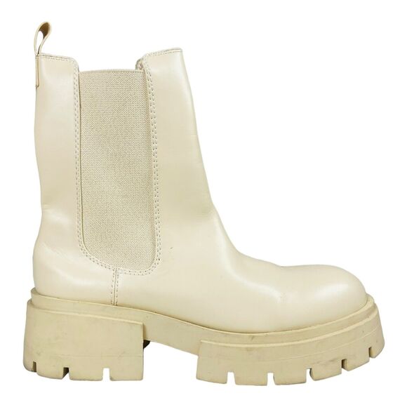 H&M Women's Platform Chelsea Chunky Ankle Boots Pull On Stretch White EU 42 - Picture 1 of 8